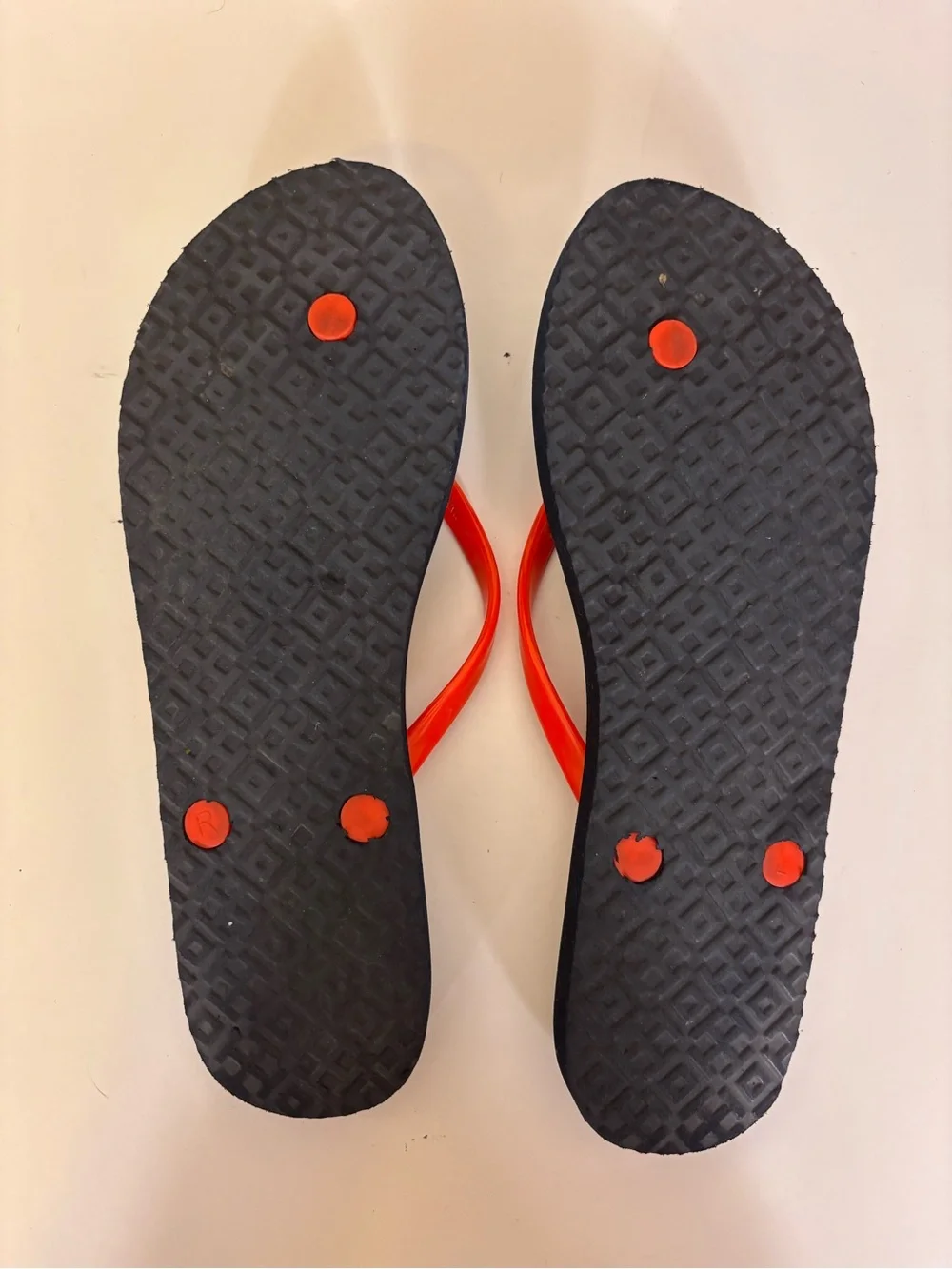 Tory Burch Navy Flip Flops with Orange Straps Sandals Women’s 9